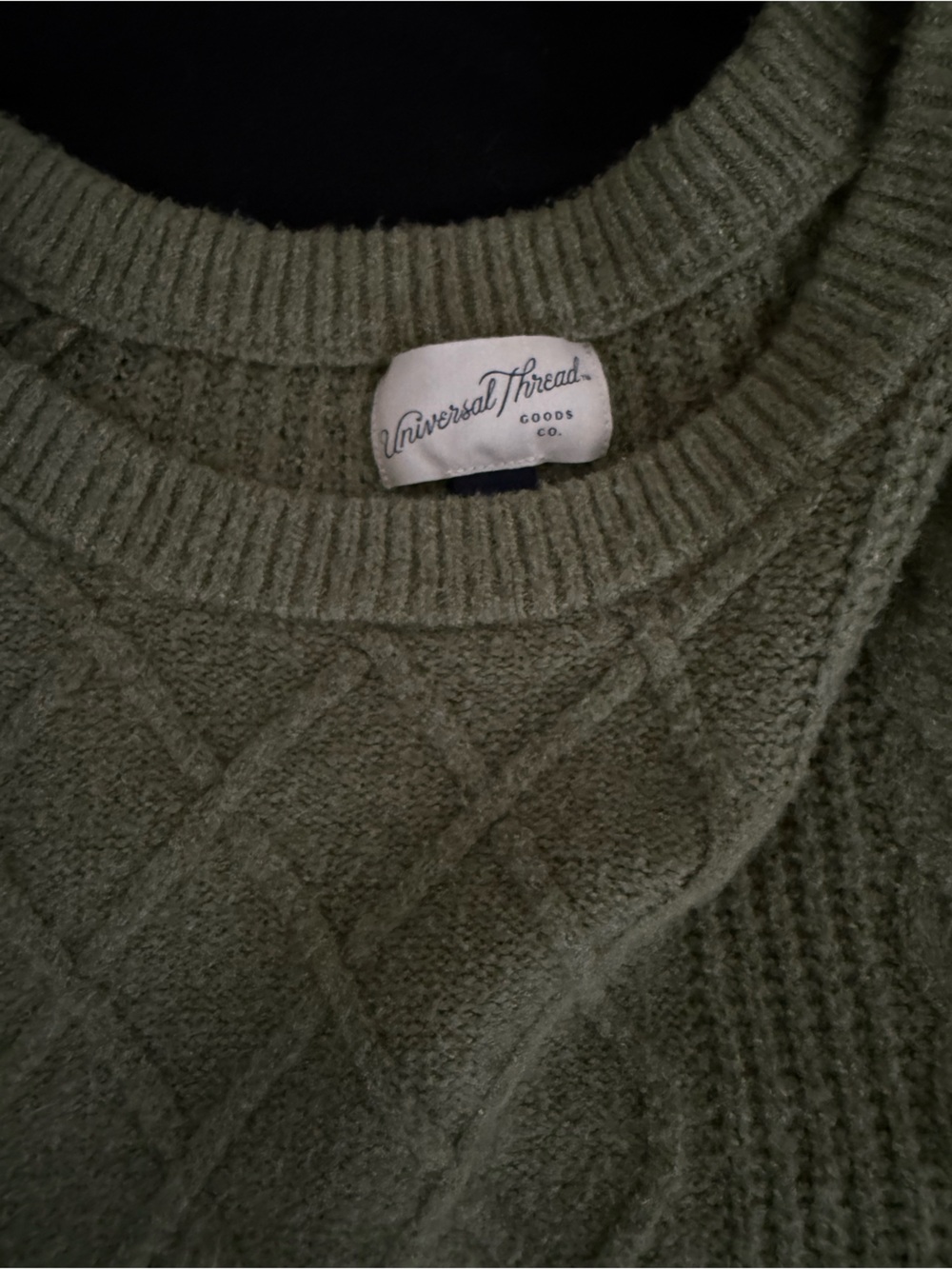 Universal Thread Olive Diamond Knit Crewneck Sweater